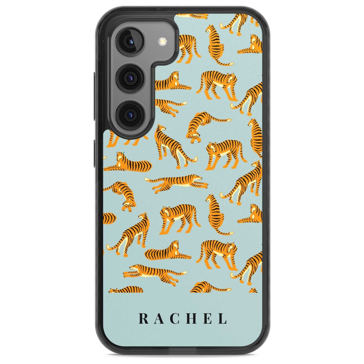 Personalised Tiger Pattern: Turquoise Blue Custom Phone Case Samsung S22 / Black Impact Case,Samsung S23 / Black Impact Case Blanc Space