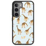 Personalised Safari Giraffe Pattern on Blue Custom Phone Case Samsung S22 / Black Impact Case,Samsung S23 / Black Impact Case Blanc Space