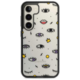 Eyes & Lips Icons Phone Case Samsung S22 / Black Impact Case,Samsung S23 / Black Impact Case Blanc Space