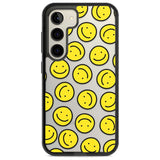 Happy Face Clear Pattern Phone Case Samsung S22 / Black Impact Case,Samsung S23 / Black Impact Case Blanc Space