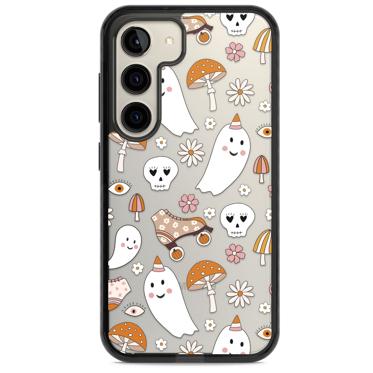 Cute Ghost and Skulls Pattern Impact Phone Case for Samsung Galaxy S24, Samsung Galaxy S23, Samsung Galaxy S22