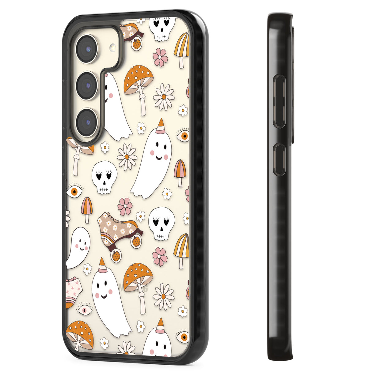 Cute Ghost and Skulls Pattern Impact Phone Case for Samsung Galaxy S24, Samsung Galaxy S23, Samsung Galaxy S22