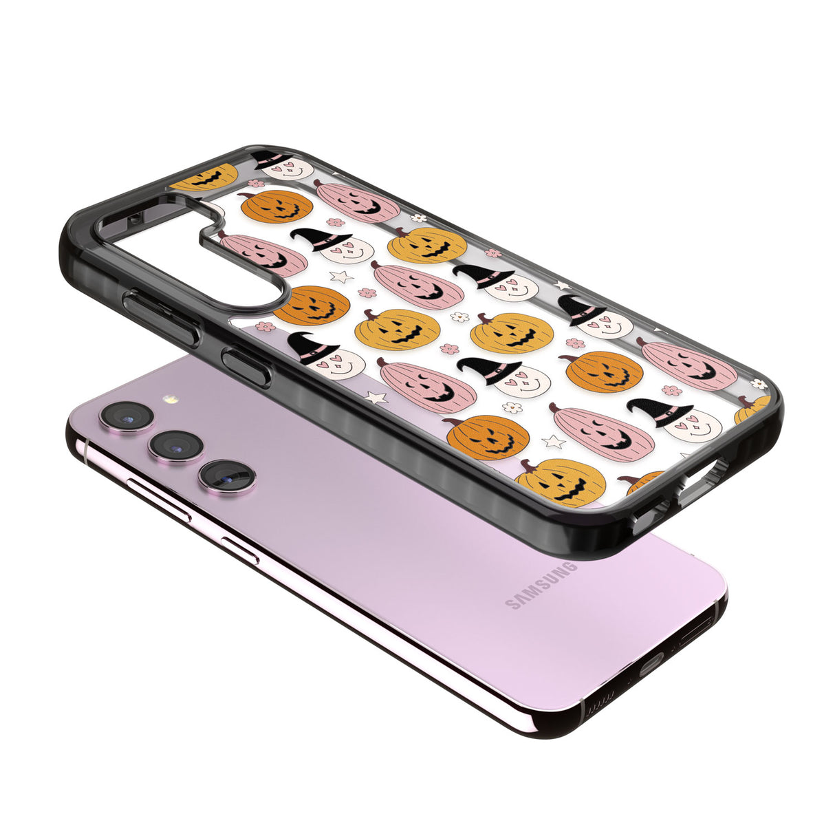 Witches and Pumpkins Pattern Impact Phone Case for Samsung Galaxy S24, Samsung Galaxy S23, Samsung Galaxy S22