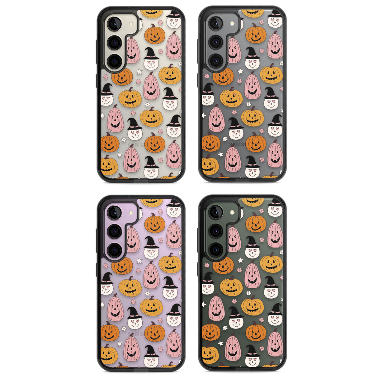 Witches and Pumpkins Pattern Impact Phone Case for Samsung Galaxy S24, Samsung Galaxy S23, Samsung Galaxy S22