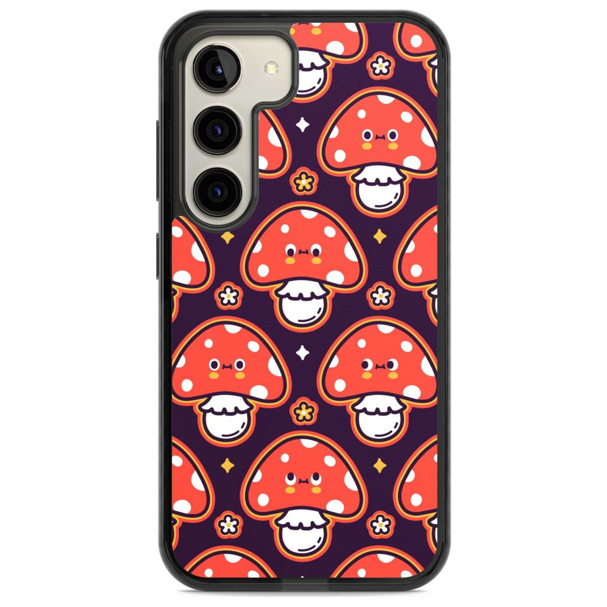 Mushroom Kawaii Pattern Phone Case Samsung S22 / Black Impact Case,Samsung S23 / Black Impact Case Blanc Space