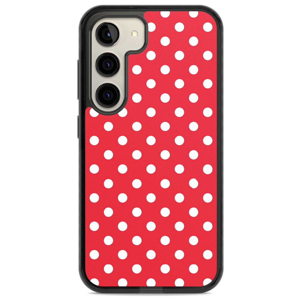 Designer Lava Red Polka Dot Phone Case Samsung S22 / Black Impact Case,Samsung S23 / Black Impact Case Blanc Space