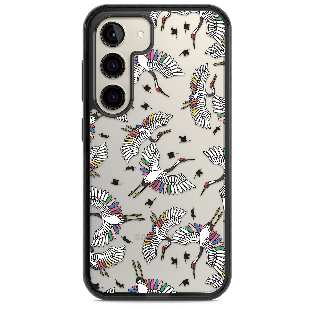 Colourful Crane Pattern Impact Phone Case for Samsung Galaxy S24, Samsung Galaxy S23, Samsung Galaxy S22