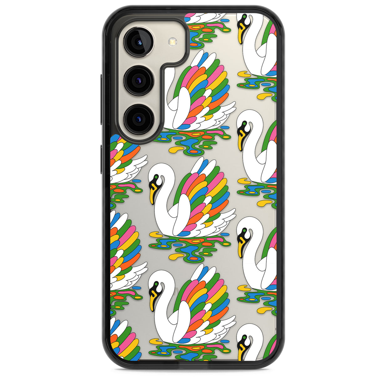 Colourful Swan Pattern Impact Phone Case for Samsung Galaxy S24, Samsung Galaxy S23, Samsung Galaxy S22