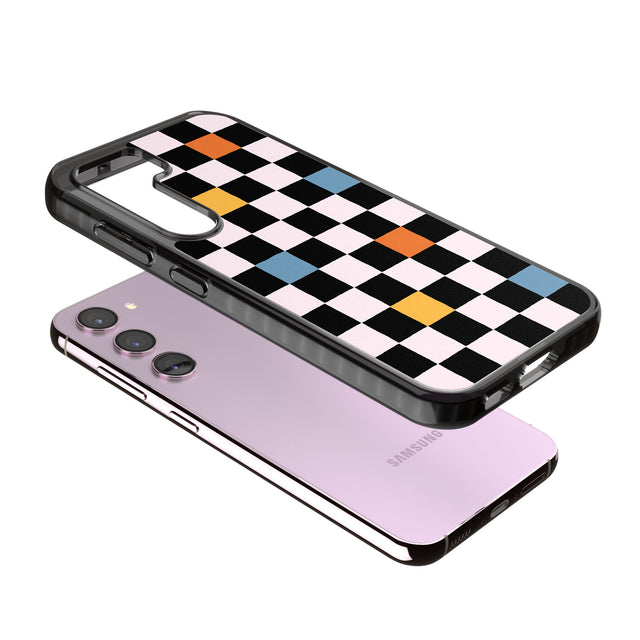 Vibrant Retro Checkered Impact Phone Case for Samsung Galaxy S24, Samsung Galaxy S23, Samsung Galaxy S22