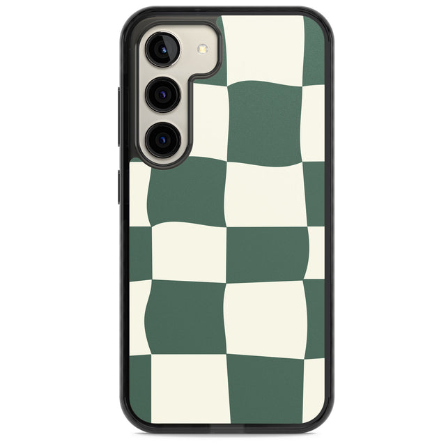 Green & Cream Wavy Check Impact Phone Case for Samsung Galaxy S24, Samsung Galaxy S23, Samsung Galaxy S22