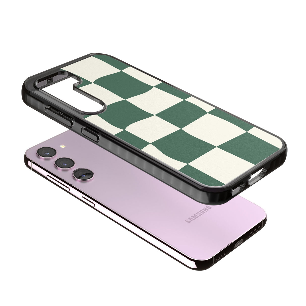 Green & Cream Wavy Check Impact Phone Case for Samsung Galaxy S24, Samsung Galaxy S23, Samsung Galaxy S22