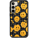 Acid Face Grid Pattern Phone Case Samsung S22 Plus / Black Impact Case,Samsung S23 Plus / Black Impact Case Blanc Space