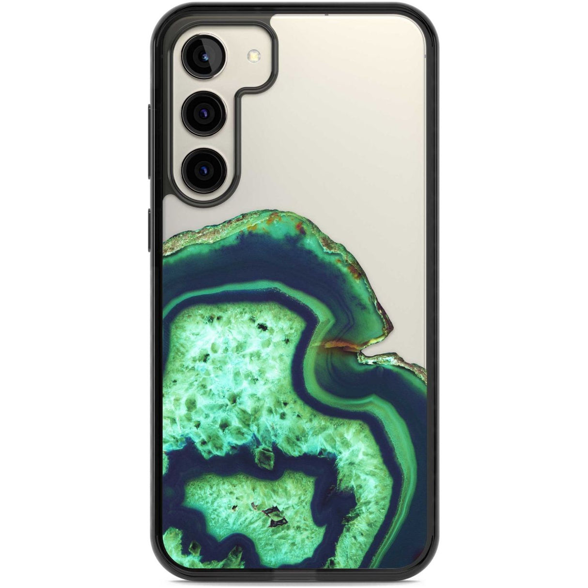 Neon Green & Blue Agate Crystal Transparent Design Phone Case Samsung S22 Plus / Black Impact Case,Samsung S23 Plus / Black Impact Case Blanc Space