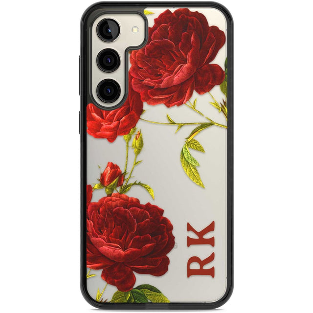 Personalised Clear Vintage Floral Red Roses Custom Phone Case Samsung S22 Plus / Black Impact Case,Samsung S23 Plus / Black Impact Case Blanc Space