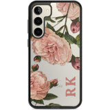 Personalised Clear Vintage Floral Pale Pink Peonies Custom Phone Case Samsung S22 Plus / Black Impact Case,Samsung S23 Plus / Black Impact Case Blanc Space