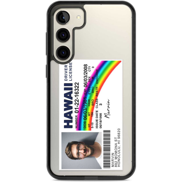 Personalised Hawaii Driving License Custom Phone Case Samsung S22 Plus / Black Impact Case,Samsung S23 Plus / Black Impact Case Blanc Space