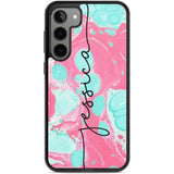 Personalised Turquoise & Pink - Marbled Custom Phone Case Samsung S22 Plus / Black Impact Case,Samsung S23 Plus / Black Impact Case Blanc Space