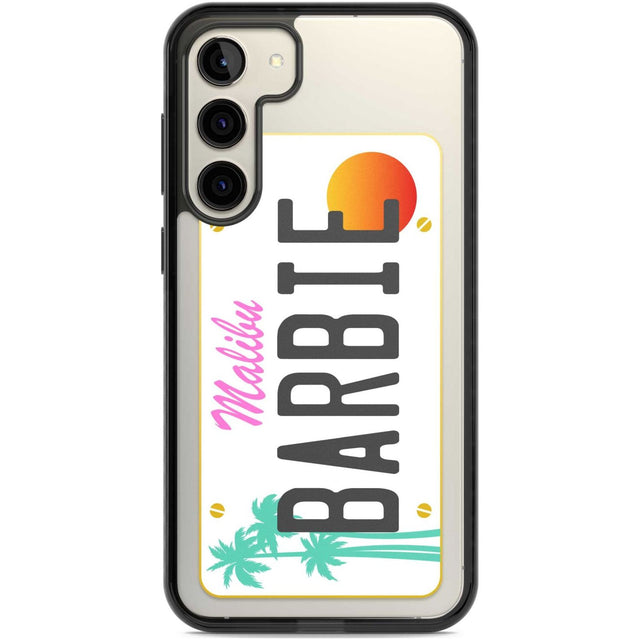 Personalised Malibu License Plate Custom Phone Case Samsung S22 Plus / Black Impact Case,Samsung S23 Plus / Black Impact Case Blanc Space