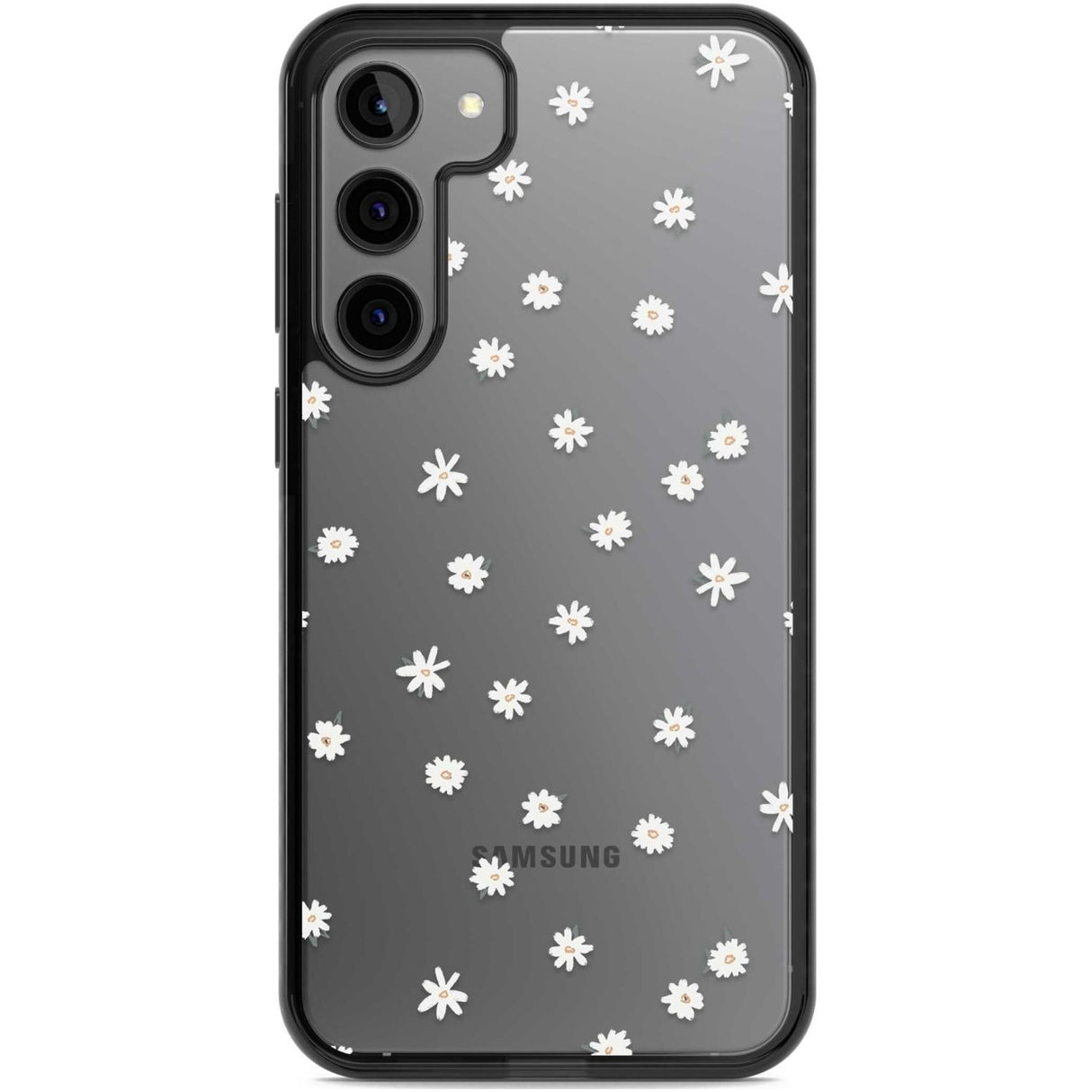 Painted Daises on Transparent Phone Case Samsung S22 Plus / Black Impact Case,Samsung S23 Plus / Black Impact Case Blanc Space