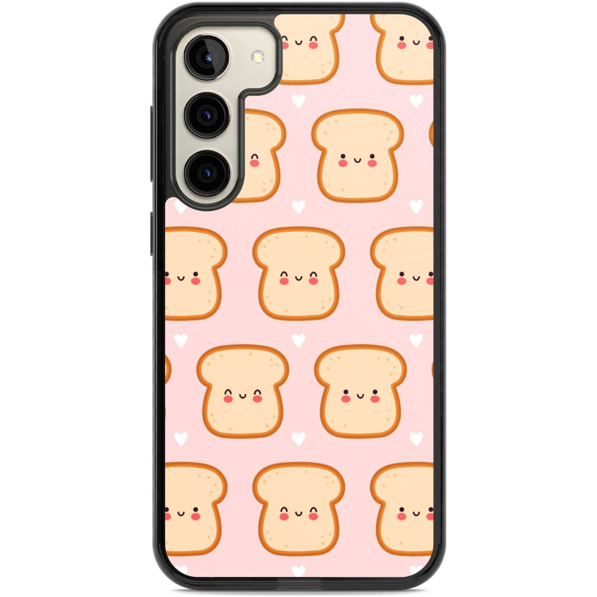 Bread Faces Kawaii Pattern Phone Case Samsung S22 Plus / Black Impact Case,Samsung S23 Plus / Black Impact Case Blanc Space