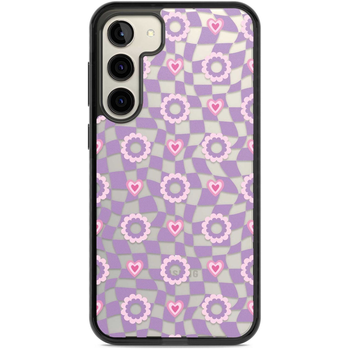 Checkered Love Pattern Phone Case Samsung S22 Plus / Black Impact Case,Samsung S23 Plus / Black Impact Case Blanc Space