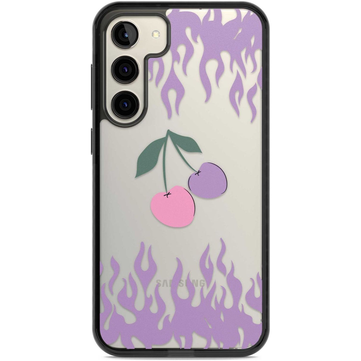 Cherries n' Flames Phone Case Samsung S22 Plus / Black Impact Case,Samsung S23 Plus / Black Impact Case Blanc Space