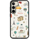 Cute Travel Pattern Cream Phone Case Samsung S22 Plus / Black Impact Case,Samsung S23 Plus / Black Impact Case Blanc Space