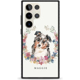 Personalised Australian Shepherd Watercolour Dog Portrait Custom Phone Case Samsung S22 Ultra / Black Impact Case,Samsung S23 Ultra / Black Impact Case Blanc Space