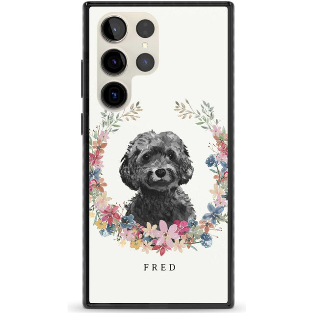 Personalised Black Cockapoo - Watercolour Dog Portrait Custom Phone Case Samsung S22 Ultra / Black Impact Case,Samsung S23 Ultra / Black Impact Case Blanc Space