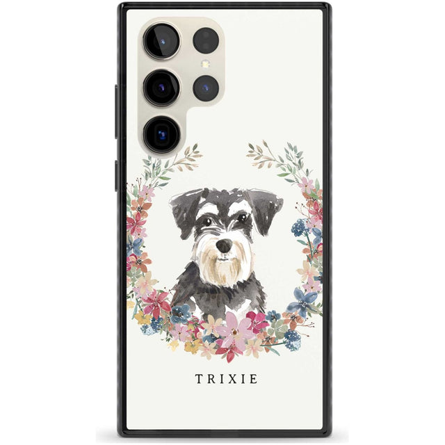 Personalised Miniature Schnauzer - Watercolour Dog Portrait Custom Phone Case Samsung S22 Ultra / Black Impact Case,Samsung S23 Ultra / Black Impact Case Blanc Space