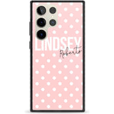 Personalised Pink Polka Custom Phone Case Samsung S22 Ultra / Black Impact Case,Samsung S23 Ultra / Black Impact Case Blanc Space