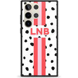 Personalised Polka & Pink Stripe Custom Phone Case Samsung S22 Ultra / Black Impact Case,Samsung S23 Ultra / Black Impact Case Blanc Space