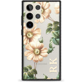 Personalised Clear Vintage Floral Cream Anemones Custom Phone Case Samsung S22 Ultra / Black Impact Case,Samsung S23 Ultra / Black Impact Case Blanc Space