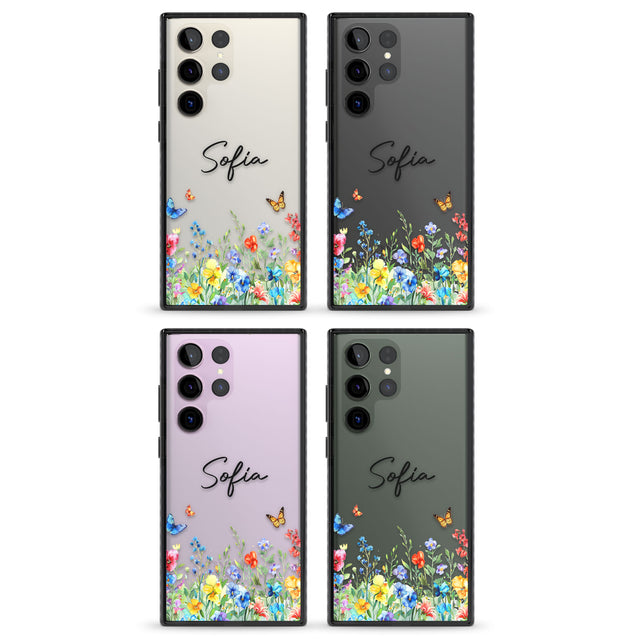 Personalised Buterflies & Wildflowers Impact Phone Case for Samsung Galaxy S24 Ultra , Samsung Galaxy S23 Ultra, Samsung Galaxy S22 Ultra