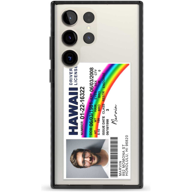 Personalised Hawaii Driving License Custom Phone Case Samsung S22 Ultra / Black Impact Case,Samsung S23 Ultra / Black Impact Case Blanc Space