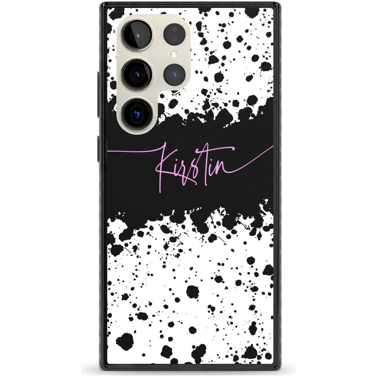 Personalised Black & White Paint Splatters Custom Phone Case Samsung S22 Ultra / Black Impact Case,Samsung S23 Ultra / Black Impact Case Blanc Space