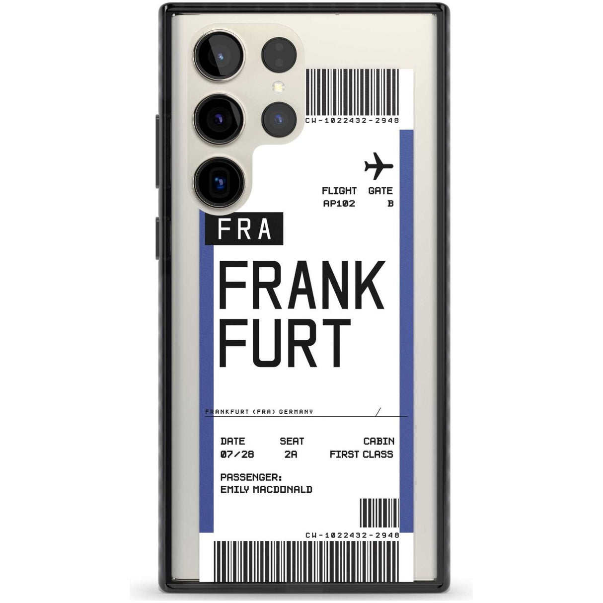 Personalised Frankfurt Boarding Pass Custom Phone Case Samsung S22 Ultra / Black Impact Case,Samsung S23 Ultra / Black Impact Case Blanc Space