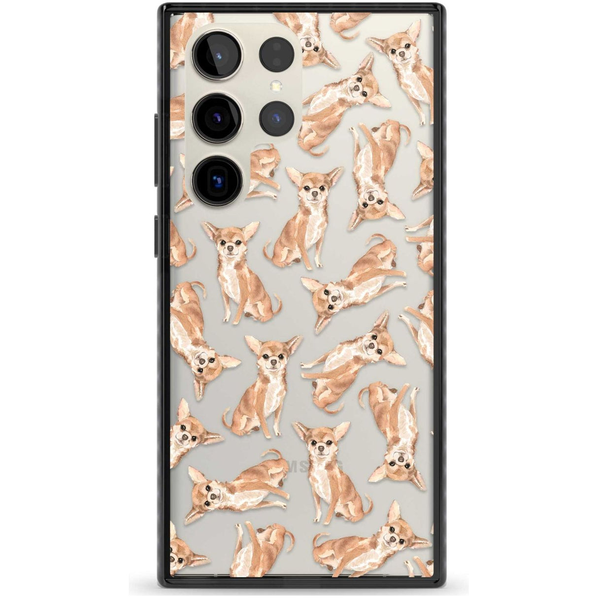 Chihuahua Watercolour Dog Pattern Phone Case Samsung S22 Ultra / Black Impact Case,Samsung S23 Ultra / Black Impact Case Blanc Space