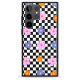 Checkered Blossom Impact Phone Case for Samsung Galaxy S24 Ultra , Samsung Galaxy S23 Ultra, Samsung Galaxy S22 Ultra