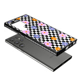 Checkered Blossom Impact Phone Case for Samsung Galaxy S24 Ultra , Samsung Galaxy S23 Ultra, Samsung Galaxy S22 Ultra