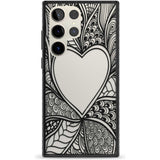 Black Henna Heart Phone Case Samsung S22 Ultra / Black Impact Case,Samsung S23 Ultra / Black Impact Case Blanc Space