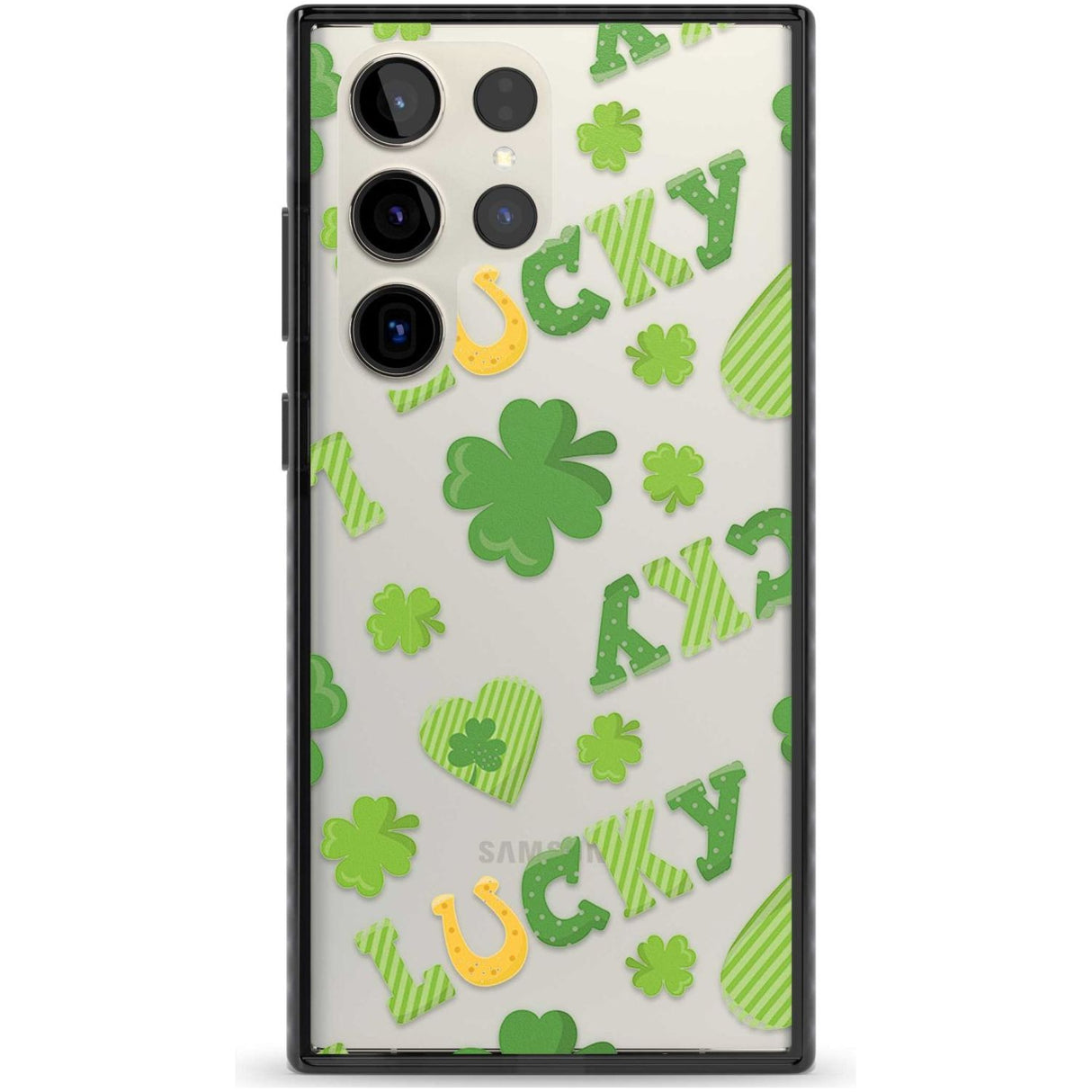 Lucky Irish Clover Phone Case Samsung S22 Ultra / Black Impact Case,Samsung S23 Ultra / Black Impact Case Blanc Space