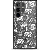 Forest Animal Silhouettes: White/Clear Phone Case Samsung S22 Ultra / Black Impact Case,Samsung S23 Ultra / Black Impact Case Blanc Space