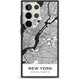 Map of New York, New York Phone Case Samsung S22 Ultra / Black Impact Case,Samsung S23 Ultra / Black Impact Case Blanc Space