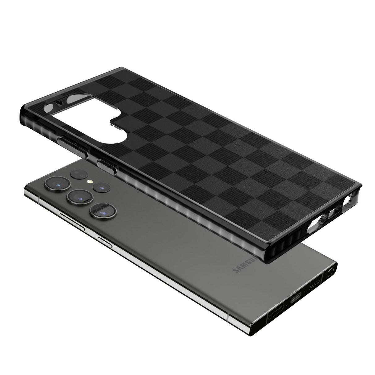 BLACK CHECKERED Impact Phone Case for Samsung Galaxy S24 Ultra , Samsung Galaxy S23 Ultra, Samsung Galaxy S22 Ultra