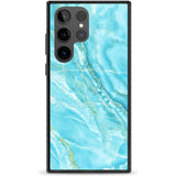 Bright Blue Onyx Marble Phone Case Samsung S22 Ultra / Black Impact Case,Samsung S23 Ultra / Black Impact Case Blanc Space