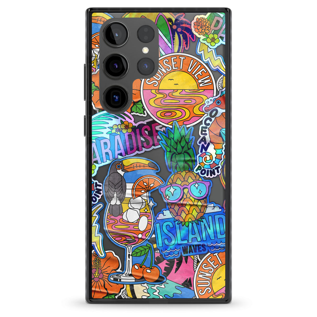 Tropical Vibes Collage Impact Phone Case for Samsung Galaxy S24 Ultra , Samsung Galaxy S23 Ultra, Samsung Galaxy S22 Ultra