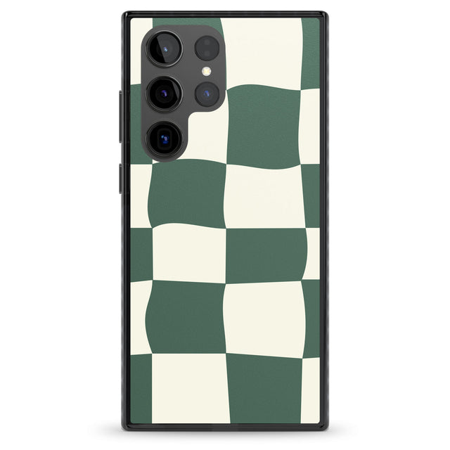 Green & Cream Wavy Check Impact Phone Case for Samsung Galaxy S24 Ultra , Samsung Galaxy S23 Ultra, Samsung Galaxy S22 Ultra