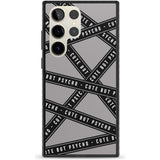 Caution Tape Phrases Cute But Psycho Phone Case Samsung S22 Ultra / Black Impact Case,Samsung S23 Ultra / Black Impact Case Blanc Space