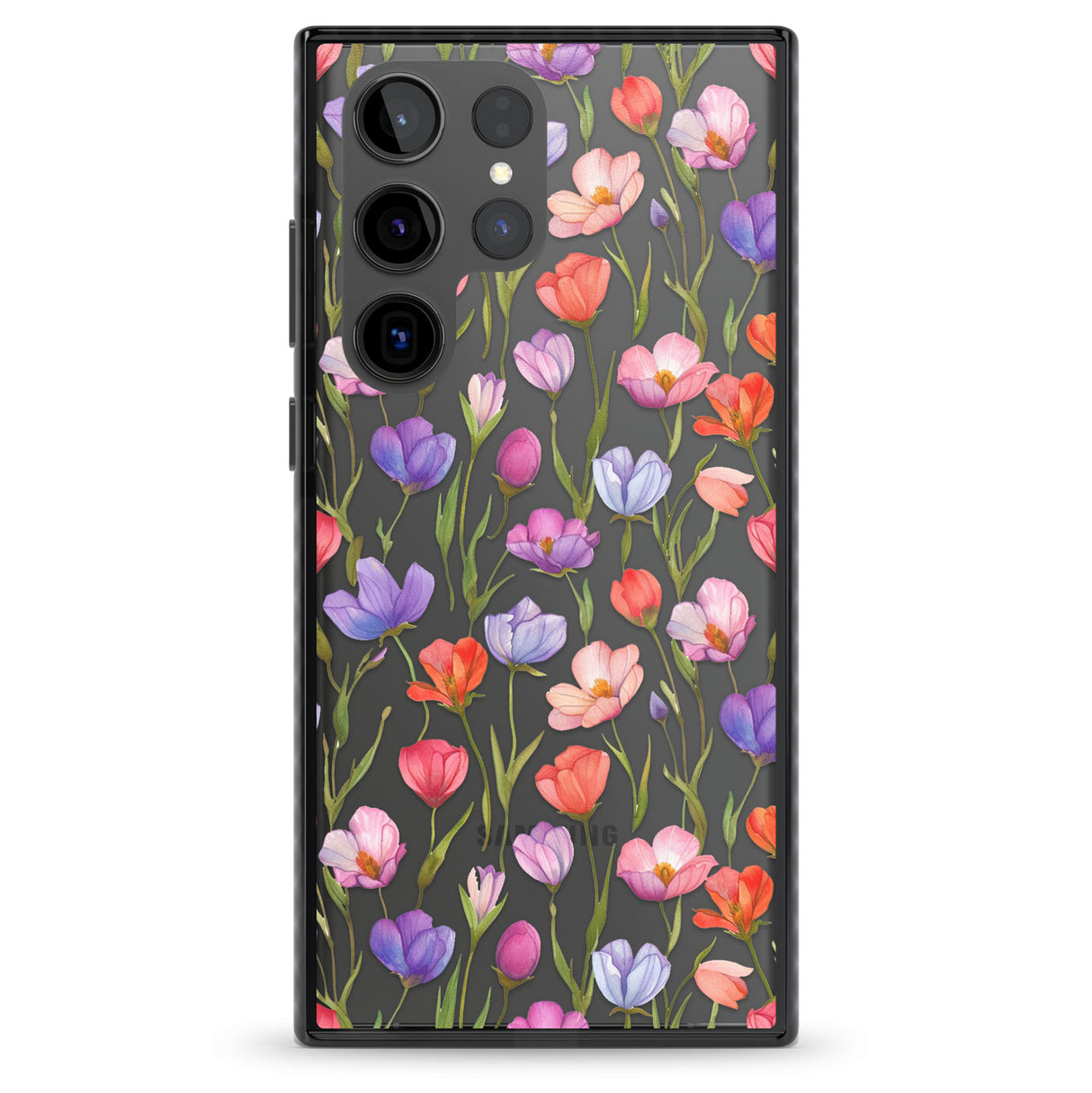 Red, Pink & Purple Flowers Impact Phone Case for Samsung Galaxy S24 Ultra , Samsung Galaxy S23 Ultra, Samsung Galaxy S22 Ultra